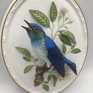 3D Franklin Porcelain The Mountain Bluebird Limited Edition Bone China VTG‎ 1982